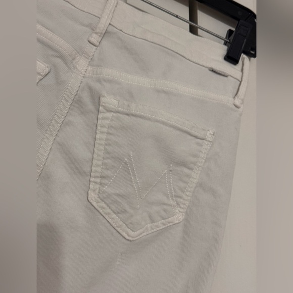 MOTHER DENIM MID RISE DAZZLER CORDUROY PANTS IN CHALK - Picture 5 of 7